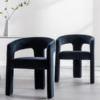 RIVOVA Modern Barrel Dining Chairs Set of 5, Velvet Upholstered Accent Side - Image 3