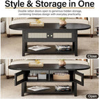 LVB Rattan Coffee Table, Boho Wood Living Room Table - Image 7