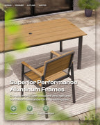 Outdoor Patio Dining Chairs Set of 2, 350LBS Capacity Aluminum Patio Dining - Image 5