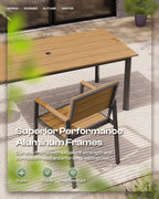 67" Rectangle HDPS Patio Dining Table, Aluminum Outdoor Patio Dining Table - Image 4