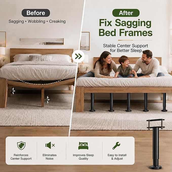 Under Bed Metal Support Legs, Adjustable Height Bed Frame Support Leg, Bed Slat - Image 2