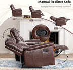 ANJ Geniune Leather Manual Loveseat Recliner Sofa Set of 2 - Image 4