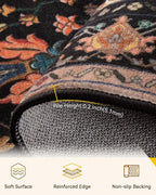 RELEANY Area Rugs Square 6ft Washable Non-Slip, Floral Vintage Distress Print - Image 2