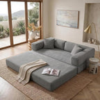 78" 4-in-1 Convertible Sofa Bed, Boneless Corduroy Sleeper Couch by Unknown