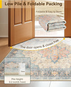 RELEANY Area Rugs Square 7ft Washable Non-Slip, Floral Vintage Distress Print - Image 3