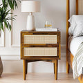 Bme Oliver Solid Wood Rattan Nightstand/Side Table/End Table, Fully Assembled by Bme