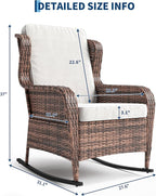 GarveeLife Single Wicker Rocking Chair, Classic Rattan Rocker - Image 4
