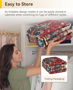RELEANY Area Rugs Round 7ft Washable Non-Slip, Floral Vintage Distress Print - Image 5