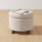 Amazon Basics Round Storage Ottoman Foot Rest, Button Tufted Upholstered - Image 2