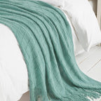 BOURINA Dark Cyan Throw Blanket 50x60 Inches Throw Textured Solid Soft Sofa - Image 6