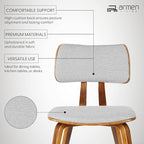 Armen Living Jaguar Mid-Century Dining Chair in Walnut Wood and Gray Fabric - Image 10