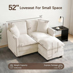 Loveseat Sofa with Ottoman, Comfy Chenille Small Couch - Image 2