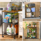 ThreeHio Rolling Kitchen Microwave Cart, 3 Tier Microwave Table Stand - Image 6