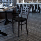 Flash Furniture HERCULES Series Black Ladder Back Metal Restaurant Chair - Image 2