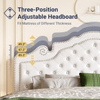 Allewie King Bed Frame with Adjustable Velvet Tiara Headboard, Upholstered - Image 3
