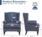 Accent Chair Set of 2, Mid Century Modern Fabric Wingback Chair, Upholstered - Image 2