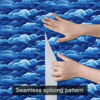 HOMETITUTE Wave Pattern Wallpaper Peel and Stick Ocean Blue Contact Paper Wall - Image 4