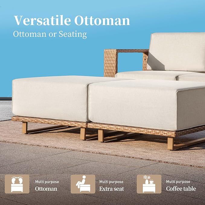 SUNSHINE VALLEY 6 Pieces Patio Furniture Set, Outdoor Wicker Conversation Set - Image 7
