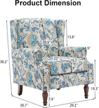 Pia Ricco Set of 2 Floral Accent Chairs, High Back Upholstered Armchairs - Image 2