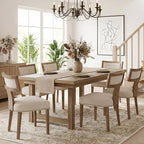 HNY Mid Century Modern Dining Chairs Set of 4, Farmhouse Linen Fabric - Image 8