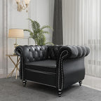 Living Room Chair, Modern Leather Chesterfield Sofa Chair, Mid Century Single - Image 3