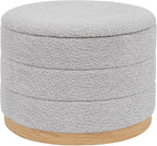 Round Storage Ottoman with Tray Lid, Folding Chenille Fabric Footrest with by ZOLANOful