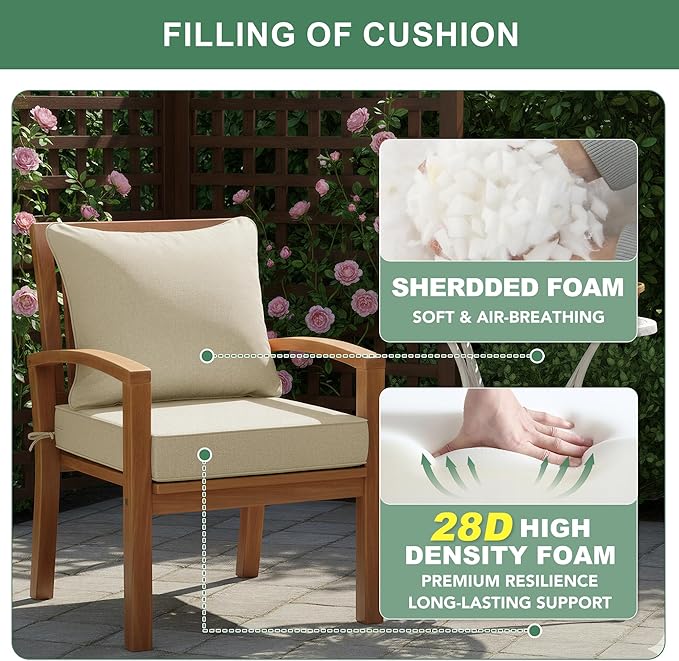 Summsun Patio Chair Cushions 19 x 19 Inch, Faux Linen Outdoor Furniture Cushions - Image 6