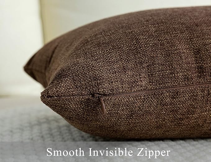 Stellhome Fall Burlap Throw Pillow Covers Square Solid Farmhouse Linen Cushion - Image 4