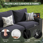 Aoxun Patio Furniture Set, Widen Armrests Wicker Outdoor Sectional - Image 3