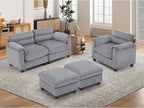 HAOMARKETS Corduroy 4-Piece Sofa Set, Upholstered Ottoman Set of 2, Accent - Image 6