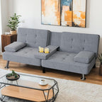 Shahoo Modern Linen Upholstered Convertible Folding Futon Sofa Bed by BuynowfromShahoo