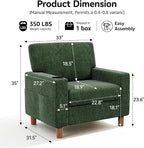 Mid Century Modern Accent Chairs Set of 2, Chenille Comfy Living Room Arm Chairs - Image 2