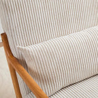Mid-Century Modern Accent Chair Beige Rubberwood Frame Living Room Bedroom - Image 4