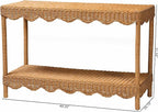 Bali & pari Oteria Bohemian Light Honey Scalloped Rattan Console Table - Image 3