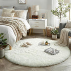 Amdrebio Ivory White Large Round Rug 8Ft - Image 3