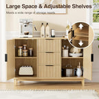47.2" W Storage Cabinet with 3 Drawers, Fluted Buffet Cabinet with Storage - Image 4