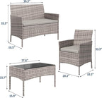 4-Piece Outdoor Furniture Set, PE Rattan Wicker Chairs - Image 2