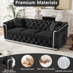 Luxury Chesterfield Sofa Set of 2, Velvet Tufted Couch Victorian Black and - Image 7