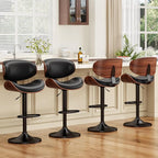 YaFiti Bar Stools Set of 4, Bentwood Adjustable Height Swivel Bar Stools - Image 2