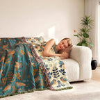 LUTBM King Throw Blanket for Bed 100% Cotton Boho Soft Rustic Quilt Birds and - Image 8