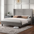 HOWE King Size Bed Frame with 50.8" Tall Wingback Headboard, Modern Corduroy by HOWE