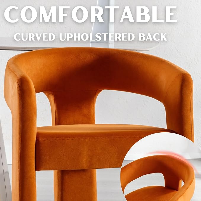 RIVOVA Modern Barrel Dining Chairs Set of 2, Velvet Upholstered Accent Side - Image 4