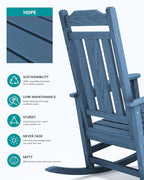 SERWALL Oversized Rocking Chair Outdoor, HDPE Outdoor Rocking Chair - Image 6