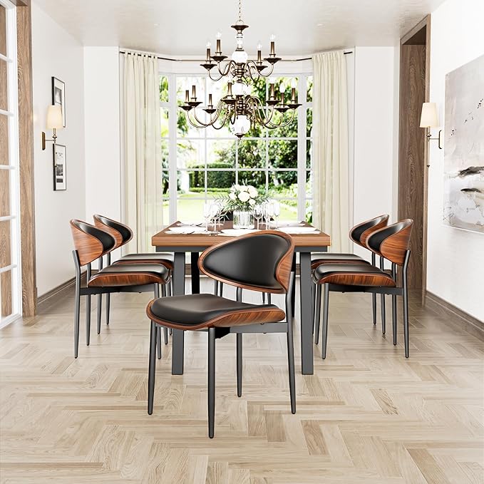 YaFiti Dining Chairs Set of 6, Dining Room and Kitchen Chairs, Mid Century - Image 4