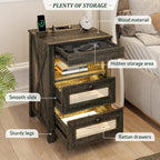 Farmhouse Night Stand with Gun Drawer, Bedside Table with Charger Station - Image 6