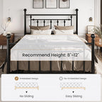 SHA CERLIN 14" Queen Size Metal Platform Bed Frame/Victorian Headboard and - Image 7