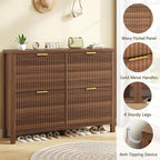 YOMILUVE Shoe Cabinet Storage for Entryway, Fluted Shoe Cabinet - Image 6