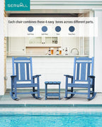 SERWALL Oversized Outdoor Rocking Chair Set of 4, All Weather Patio Rocking - Image 2