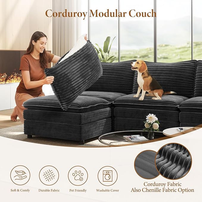 Vesgantti 142" Cloud Couch Sectional Modular Sofa, Comfy Sectional Couch - Image 6