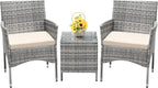 Devoko 3 Pieces Patio Furniture Sets Clearance PE Rattan Wicker Chairs by DEVOKO